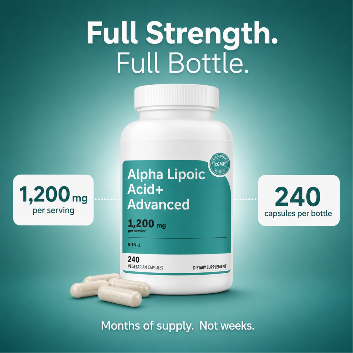 Alpha Lipoic Acid 1,200mg – 240 Vegetarian Capsules
