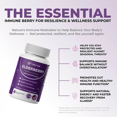 Halynsa Gut Support Complex with Elderberry, Zinc & Vitamin C